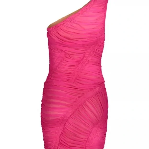 Hervé Leger Size Medium Ruched Asymmetric Sleeveless Mini Dress - Picture 4 of 7